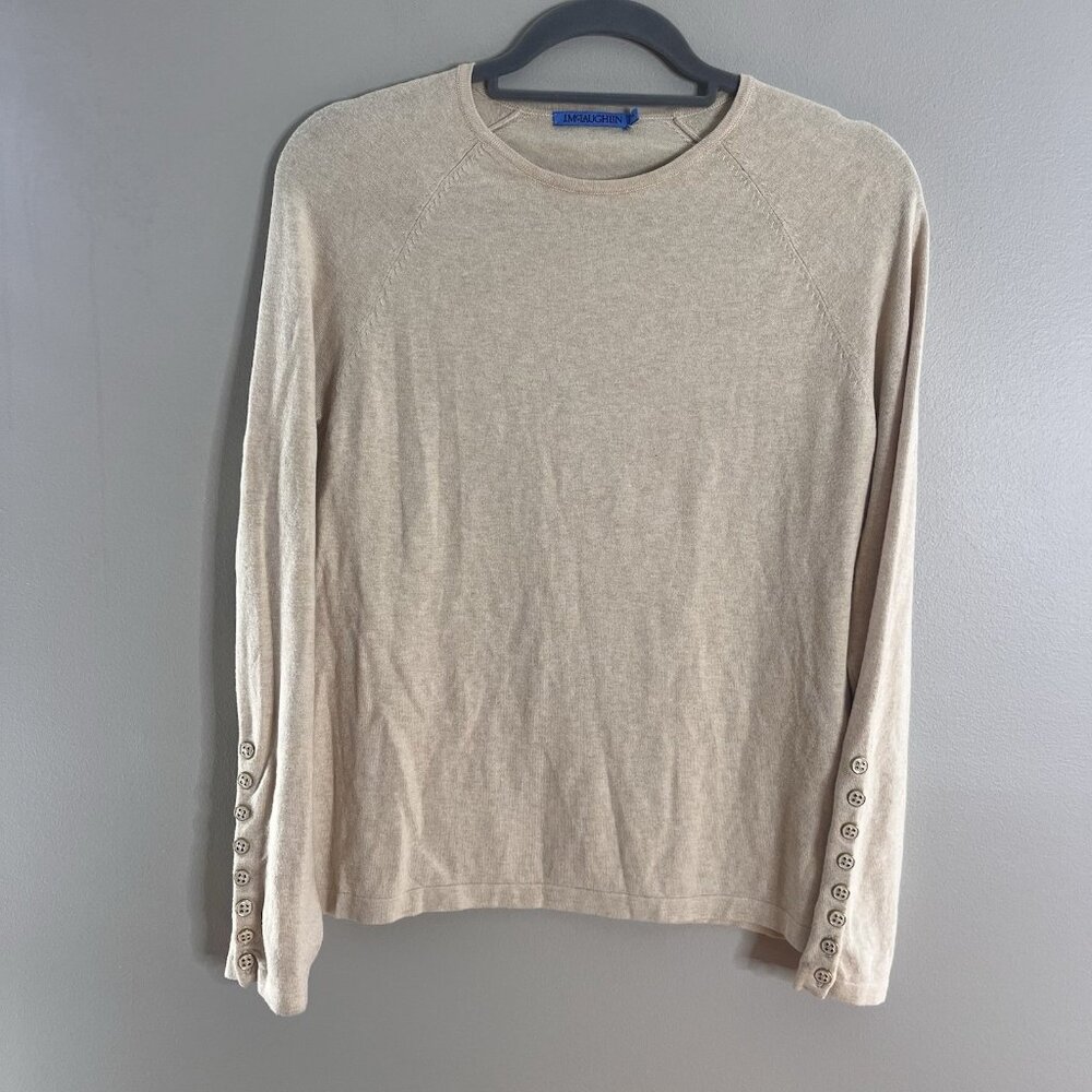J McLaughlin Sweater Size Medium Cotton Modal Crewneck Button